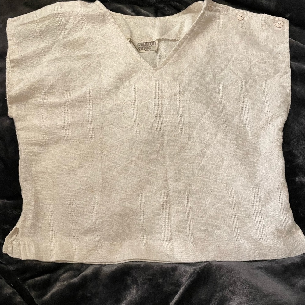 Vintage 1970s cropped linen top with button detailing
